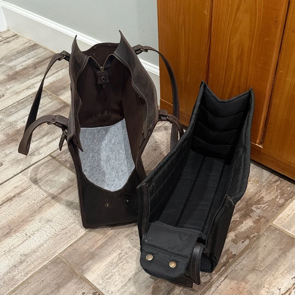 Elegant Brown Leather Pet Purse